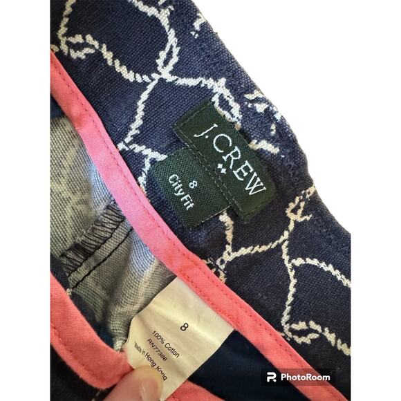 J. Crew Shorts Womens Size 8 Navy White City Fit Flat Front Chino Casual Preppy - Picture 3 of 5